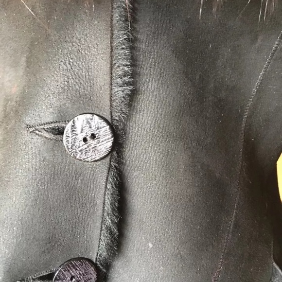 Gorgeous Black 100% Italian Shearling Sheepskin & Fox Jacket Coat Sz S/M - Picture 6 of 12